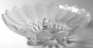 New Martinsville Canterbury Clear Footed Bowl   Etch #31, Floral Etch Design