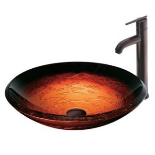 VIGO Magma Glass Vessel Sink and Faucet Set in Oil Rubbed Bronze