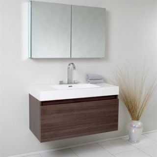 Fresca Mezzo Gray Oak Modern Bathroom Vanity with Medicine Cabinet