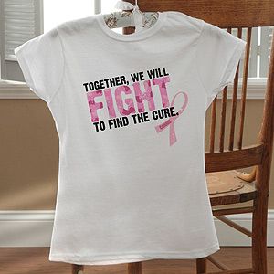 Personalized Breast Cancer Awareness Pink Ribbon T Shirt   Find A Cure