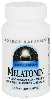 Source Naturals   Melatonin Sublingual Peppermint 5 mg.   200 Tablets
