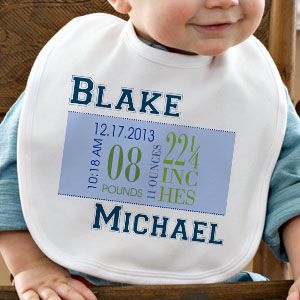 Boys Personalized Baby Bibs   Birth Date