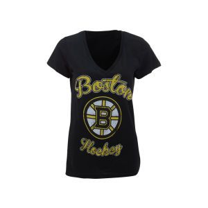 Boston Bruins NHL Womens Slub V Neck Hockey T Shirt
