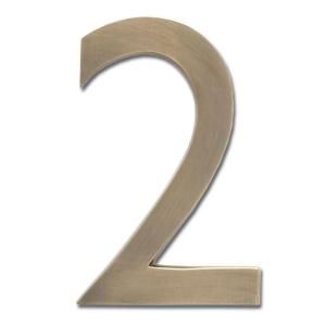 Architectural Mailboxes Solid Cast Brass 5 in. Antique Brass Floating House Number 2 3585AB 2