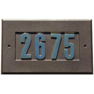 QualArc Manchester Rectangular Aluminum Address Plaque in Bronze Color with Polished Gold Brass Numbers ADD 1410BZ