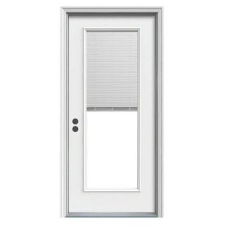 1 Lite Fiberglass Door with Tilt and Raise Mini Blinds and Brickmold I09782