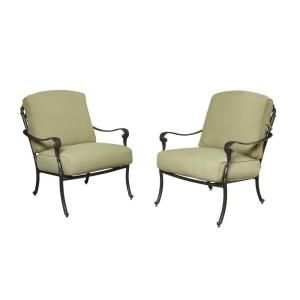 Hampton Bay Edington Patio Lounge Chair with Celery Cushion (2 Pack) 141 034 LC2