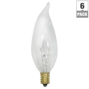 Globe Electric 60 Watt Incandescent CA10 Flame Tip Clear Candelabra Base Chandelier Light Bulb (6 Pack) 06079