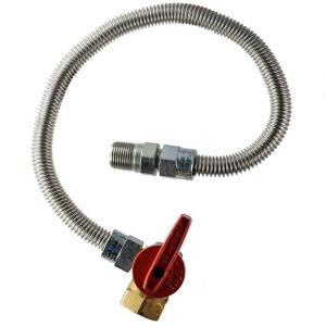 HOME FLEX 1/2 in. MIP x 1/2 in. FIP Gas Valve x 48 in. Stainless Steel Heater Connector HFHC 4N 48