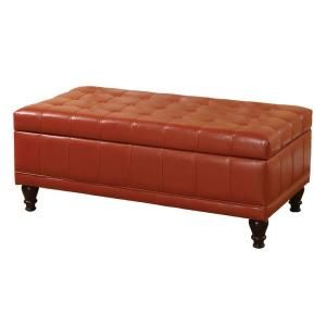 Home Decorators Collection Randel II Mahogany Leatherette Storage Bench CM BN6968 RED