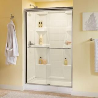 Delta Simplicity 47 3/8 in. x 70 in. Sliding Bypass Shower Door in Brushed Nickel with Frameless Clear Glass 159252
