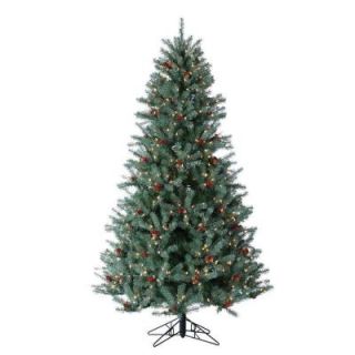 Sterling, Inc. 6.5 ft. Pre Lit Diamond Fir Artificial Christmas Tree with Pinecones, Red Berries, and Clear Lights 5739 65C