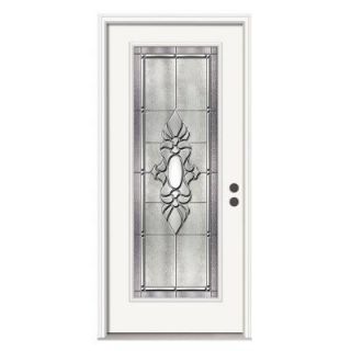 JELD WEN Langford Full Lite Primed White Steel Entry Door with Brickmould and Satin Nickel Caming THDJW166700608