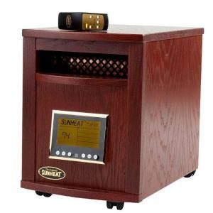 SUNHEAT 17.5 in. 1500 Watt Infrared Electric Portable Heater with Remote Control and Cabinetry   Mahogany SH 1500RC Mahogany