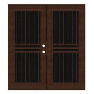Unique Home Designs Plain Bar 60 in. x 80 in. Copperclad Left Hand Surface Mount Aluminum Security Door with Charcoal Insect Screen 1S1001JL1CCISA