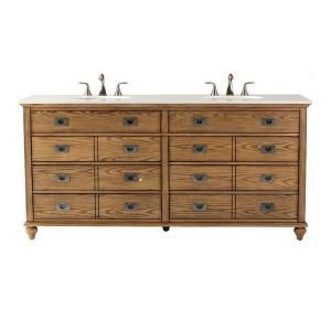 Home Decorators Collection Marlo 72 in. Double Vanity in Weathered Oak with Faux Marble Vanity Top in Beige 1594900950