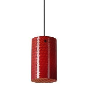 Worth Home Products Antique Bronze Finish with Red Cylinder Glass Pendant Light DISCONTINUED PBH 1612 0301