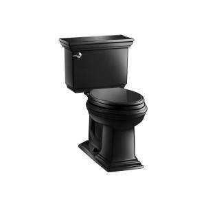 KOHLER Memoirs Stately Comfort Height 2 piece 1.6 GPF Elongated Toilet with AquaPiston Flush Technology in Black Black K 3819 7