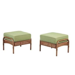 Hampton Bay Clairborne Patio Ottoman with Moss Cushion (2 Pack) DY11079 O
