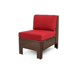 Hampton Bay Beverly Patio Sectional Middle Chair with Dragon Fruit Cushion 65 510233M