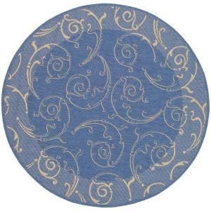 Safavieh Courtyard Blue/Natural 5.3 ft. x 5.3 ft. Round Area Rug CY2665 3103 5R