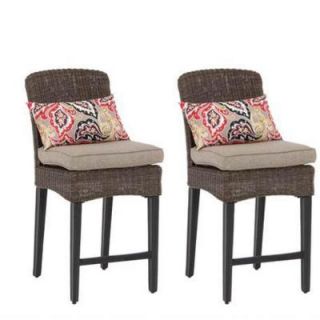 Hampton Bay Walnut Creek Patio High Dining Chair with Wheat Cushions (2 Pack) FRS10013H Wheat
