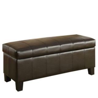 HomeSullivan Lift Top Storage Bench in Dark Brown Faux Leather 40471PU