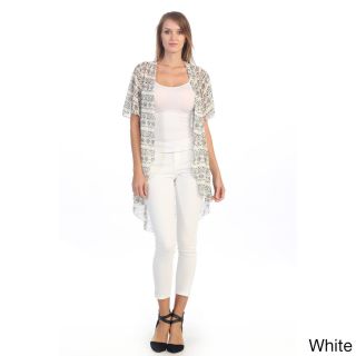 365 Apparel Inc Womens Geometric Open Cardigan Kimono White Size S (4 : 6)