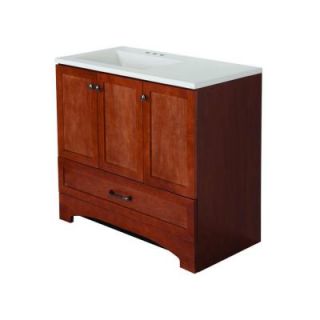 St. Paul Lancaster 36 in. Vanity in Amber with Alpine AB Engineered Composite Vanity Top in White LC36P2COM AM