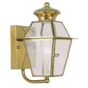 Filament Design Providence Wall Mount 1 Light Outdoor Polished Brass Incandescent Lantern CLI MEN2180 02