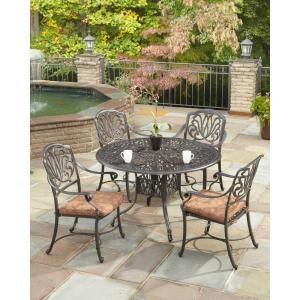 Home Styles Floral Blossom 48 in. Round 5 Piece Stationary Patio Dining Set 5558 328