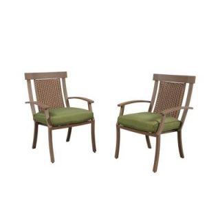 Hampton Bay Bloomfield Woven Patio Dining Chair with Moss Cushion (2 Pack) 14H 039 DC2