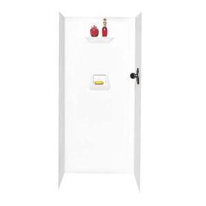 Swan 32 in. x 32 in. x 70 in. Three Piece Easy Up Adhesive Shower Wall Kit in White SW 7032 010