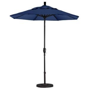California Umbrella 7 1/2 ft. Fiberglass Push Tilt Patio Umbrella in Navy Blue Olefin GSPT758302 F09