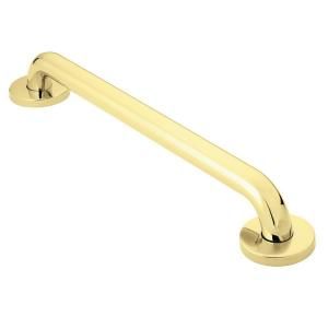 MOEN Home Care SecureMount 18 in. x 1 1/4 in. Stainless Steel Concealed Screw Grab Bar in Polished Brass R8718PB