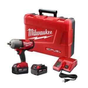 Milwaukee M18 Fuel 18 Volt Lithium Ion Brushless 1/2 in. Cordless High Torque Impact Wrench with Pin Detent Kit 2762 22