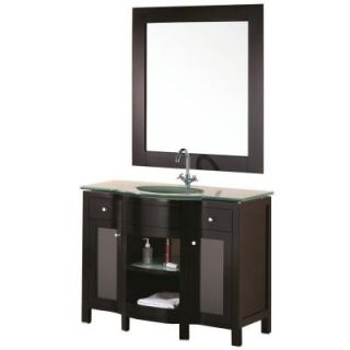 Design Element Rome 43 in. Vanity in Espresso with Glass Vanity Top and Mirror in Aqua DEC010