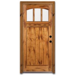 Steves & Sons Craftsman 3 Lite Arch Stained Wood Knotty Alder Left Hand Entry Door with 6 in. Wall and Prefinished Frame A4151 AW MJ 6LH