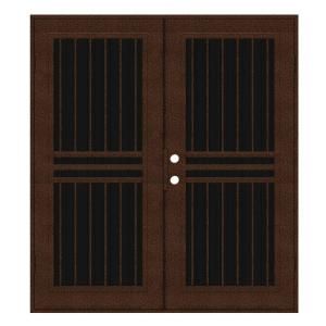 Unique Home Designs Plain Bar 72 in. x 80 in. Copperclad Right Hand Surface Mount Aluminum Security Door with Charcoal Insect Screen 1S1001KL2CCISA