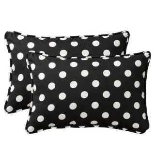 2 Piece Outdoor Toss Pillow Set   Black/White Polka Dot 24