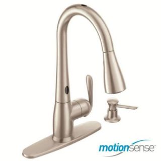 MOEN Haysfield Single Handle Pull Down Sprayer Kitchen Faucet featuring MotionSense in Spot Resist Stainless 87350ESRS