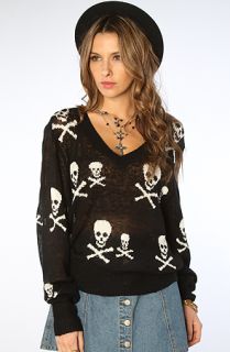 Wildfox V Neck Sweater Knight Hood School Girl Black