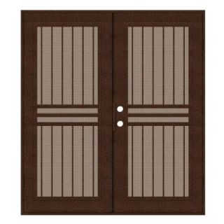 Unique Home Designs Plain Bar 72 in. x 80 in. Copper Right Hand Surface Mount Aluminum Security Door with Desert Sand Perforated Screen 1S1001KL2CCP3A