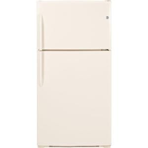 GE 32.75 in. W 21.0 cu. ft. Top Freezer Refrigerator in Bisque, Energy Star GTH21GBECC
