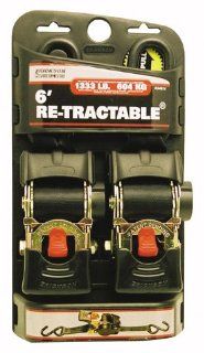 ERICKSON RETRACTABLE RATCHETING TIE DOWN STRAPS   2" X 6FT, Manufacturer: ERICKSON, Manufacturer Part Number: 34414 AD, Stock Photo   Actual parts may vary.: Automotive