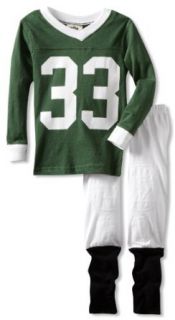 Wes and Willy Boys 2 7 Number 33 Football Pajamas, Michigan State Green, 2: Pajama Sets: Clothing