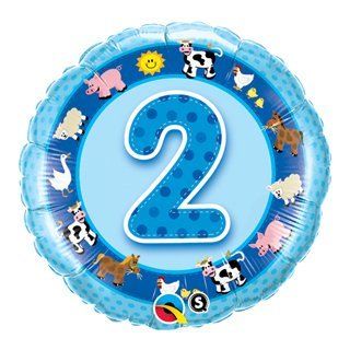 BOY Number #2 2nd FARM Cow Pig Barn Blue 18" BIRTHDAY Party Mylar Foil Balloon: Health & Personal Care