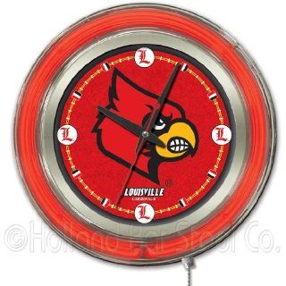 NCAA Louisville Cardinals Double Neon Ring 15 Inch Diameter Logo Clock : Sports Fan Tire And Wheel Covers : Sports & Outdoors