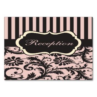 Blush PInk, Cream, Gray Damask Enclosure Card Business Cards