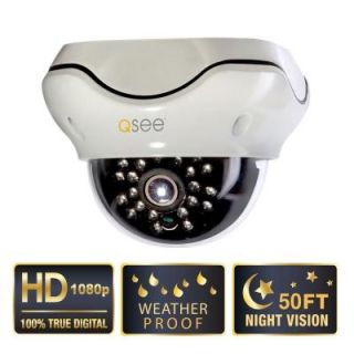 Q SEE Wired 1080p SDI High Resolution Indoor/Outdoor Weatherproof Dome Camera with 50 ft. Night Vision QH8007D